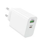 Мережевий зарядний пристрій BOROFONE BA106A Stellar PD20W+QC3.0 charger (EU) White