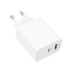 Мережевий зарядний пристрій BOROFONE BA106A Stellar PD20W+QC3.0 charger (EU) White