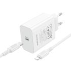 Мережевий зарядний пристрій BOROFONE BA107A Stellar single port PD30W charger set (C to iP) (EU) White