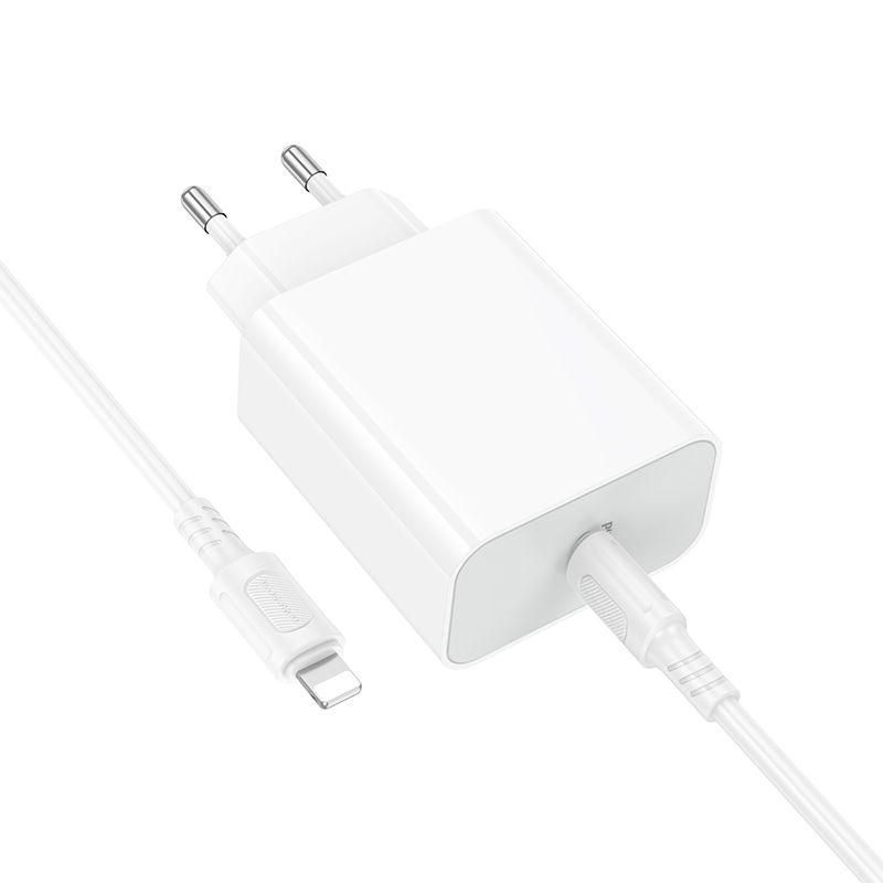 Мережевий зарядний пристрій BOROFONE BA107A Stellar single port PD30W charger set (C to iP) (EU) White