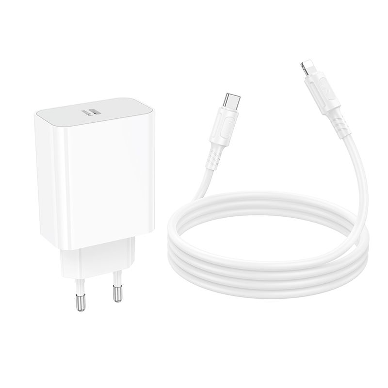 Мережевий зарядний пристрій BOROFONE BA107A Stellar single port PD30W charger set (C to iP) (EU) White