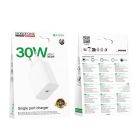 Мережевий зарядний пристрій BOROFONE BA107A Stellar single port PD30W charger (EU) White