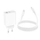Мережевий зарядний пристрій BOROFONE BA108A Stellar PD30W+QC3.0 charger set (C to iP) (EU) White