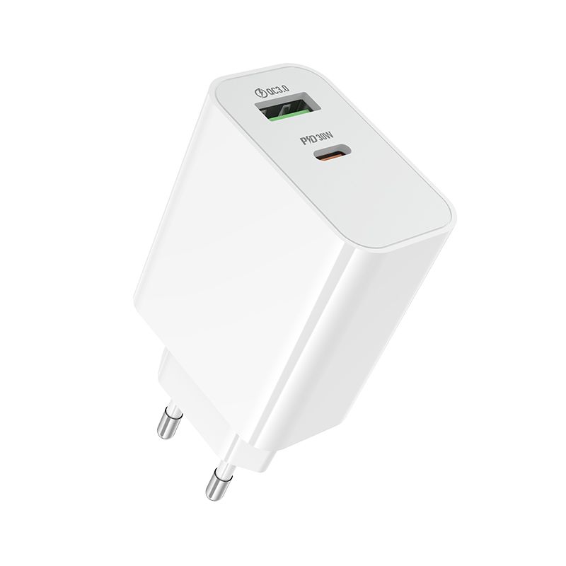 Мережевий зарядний пристрій BOROFONE BA108A Stellar PD30W+QC3.0 charger (EU) White