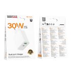 Мережевий зарядний пристрій BOROFONE BA108A Stellar PD30W+QC3.0 charger (EU) White