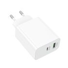 Мережевий зарядний пристрій BOROFONE BA108A Stellar PD30W+QC3.0 charger (EU) White