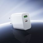 Мережевий зарядний пристрій BOROFONE BA108A Stellar PD30W+QC3.0 charger (EU) White