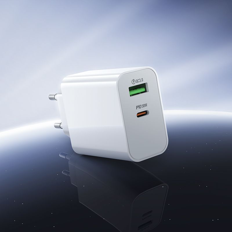 Мережевий зарядний пристрій BOROFONE BA108A Stellar PD30W+QC3.0 charger (EU) White