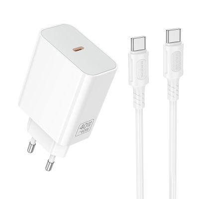 Мережевий зарядний пристрій BOROFONE BA109A Star single port PD40W charger set (C to C) (EU) White