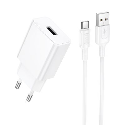 Мережевий зарядний пристрій BOROFONE BA110A Lemi single port charger set (Type-C) (EU) White