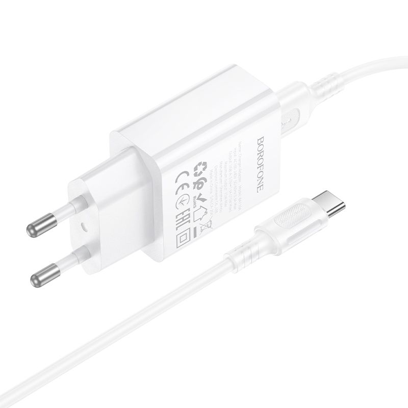 Мережевий зарядний пристрій BOROFONE BA110A Lemi single port charger set (Type-C) (EU) White