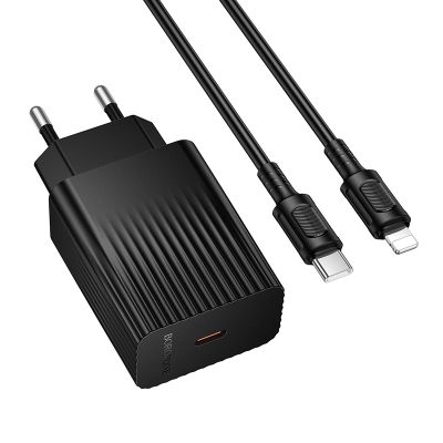 Мережевий зарядний пристрій з кабелем BOROFONE BAS73A Source single port PD20W charger set (C to iP) (EU) Black