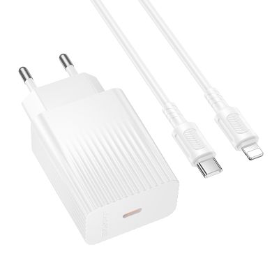 Мережевий зарядний пристрій з кабелем BOROFONE BAS73A Source single port PD20W charger set (C to iP) (EU) White