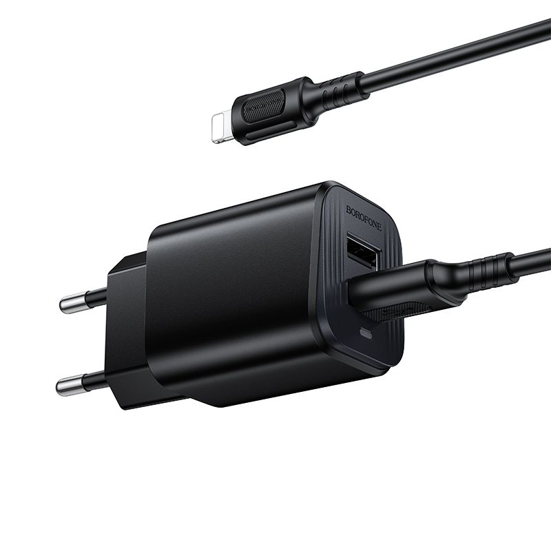 Мережевий зарядний пристрій BOROFONE BAS81A Star dual-port charger set (iP) (EU) Black