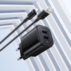 Мережевий зарядний пристрій BOROFONE BAS81A Star dual-port charger set (iP) (EU) Black