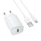 Мережевий зарядний пристрій BOROFONE BAS82A Star single port QC3.0 charger set (Micro) (EU) White