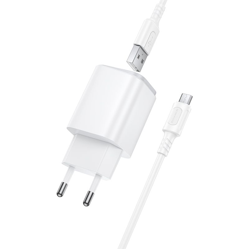 Мережевий зарядний пристрій BOROFONE BAS82A Star single port QC3.0 charger set (Micro) (EU) White