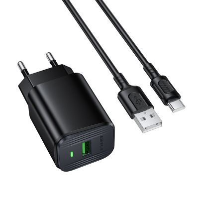 Мережевий зарядний пристрій з кабелем BOROFONE BAS82A Star single port QC3.0 charger set (Type-C) (EU) Black