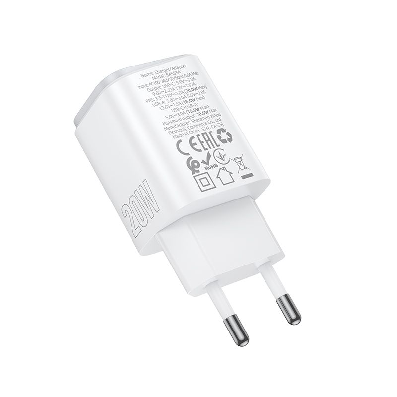 Мережевий зарядний пристрій BOROFONE BAS83A Star PD20W+QC3.0 charger (EU) White