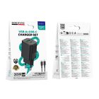 Мережевий зарядний пристрій BOROFONE BAS85A Star PD30W+QC3.0 charger set (C to C) (EU) Black