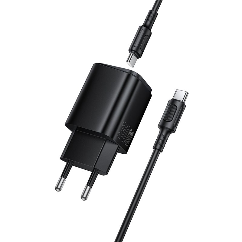 Мережевий зарядний пристрій BOROFONE BAS85A Star PD30W+QC3.0 charger set (C to C) (EU) Black