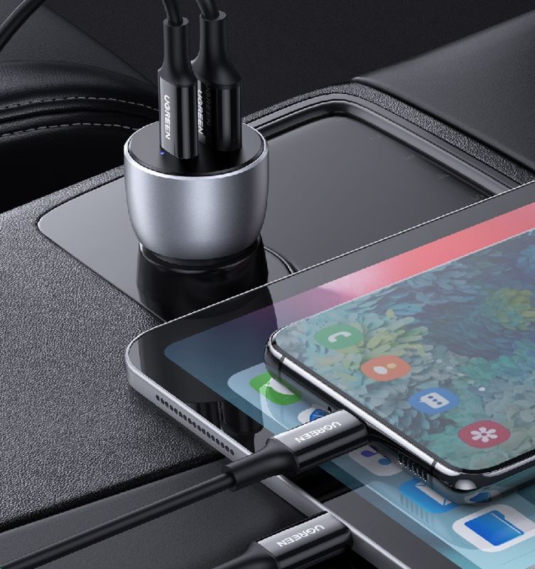 Автомобільний зарядний пристрій UGREEN CD213 2-Port Fast Car Charger gray