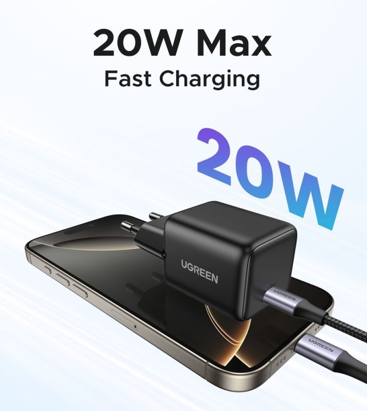 Мережевий зарядний пристрій UGREEN X512 20W USB-C GaN Fast Charger EU Grey