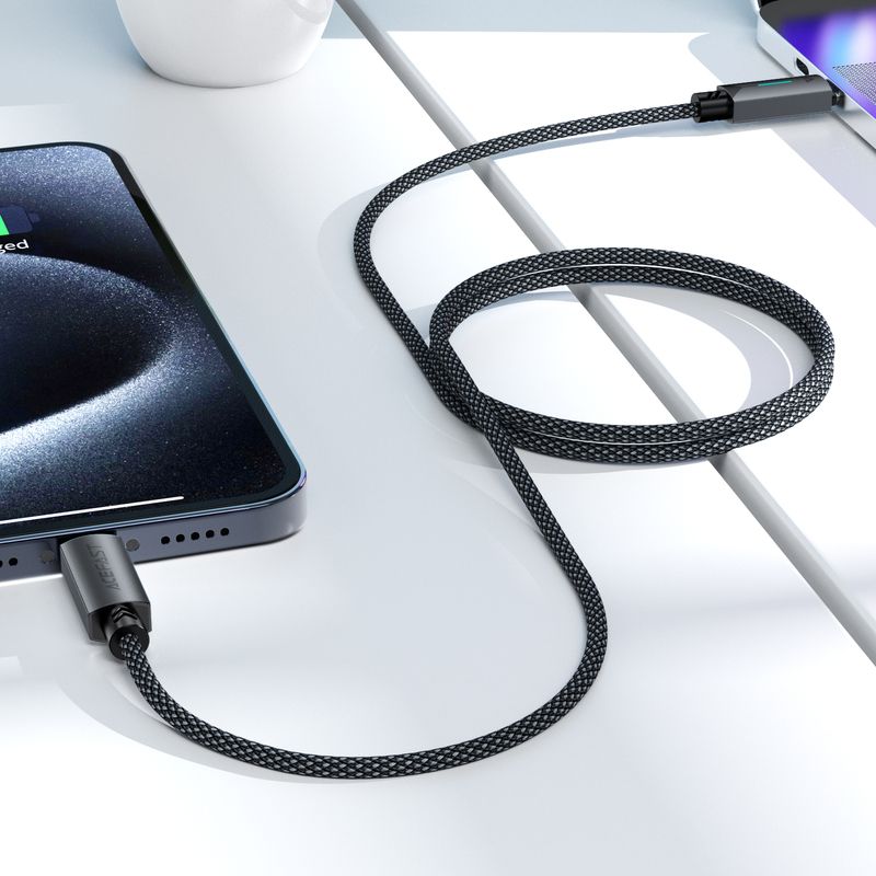 Кабель ACEFAST C19-03, Type-C to Type-C, 60W, 1.2m, Nylon Braid, Aluminum Alloy connectors, Black