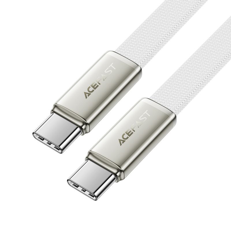 Кабель ACEFAST C24-03, Type-C to Type-C, 60W, 3A, 1.2m, Braided wire, Zinc alloy + TPE connectors, White