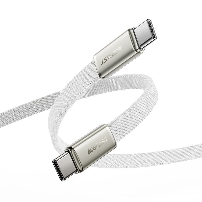 Кабель ACEFAST C24-03, Type-C to Type-C, 60W, 3A, 1.2m, Braided wire, Zinc alloy + TPE connectors, White