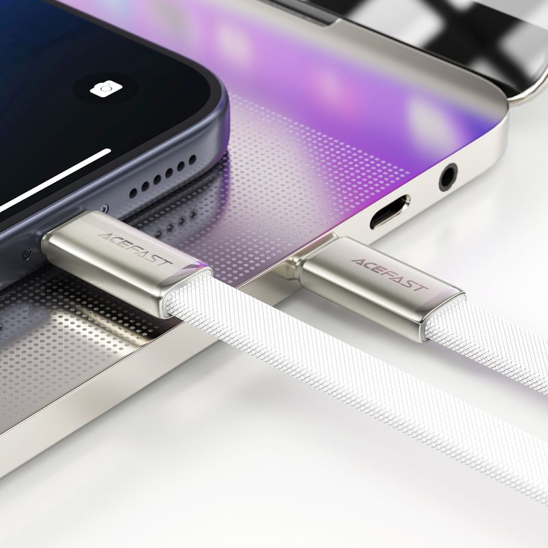 Кабель ACEFAST C24-03, Type-C to Type-C, 60W, 3A, 1.2m, Braided wire, Zinc alloy + TPE connectors, White