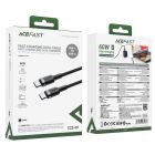 Кабель ACEFAST C22-03, Type-C to Type-C, 60W, 3A, 1.2m, Nylon Braid, Aluminum Alloy + TPE connectors, Black