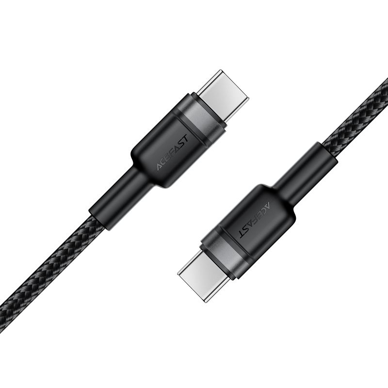 Кабель ACEFAST C22-03, Type-C to Type-C, 60W, 3A, 1.2m, Nylon Braid, Aluminum Alloy + TPE connectors, Black