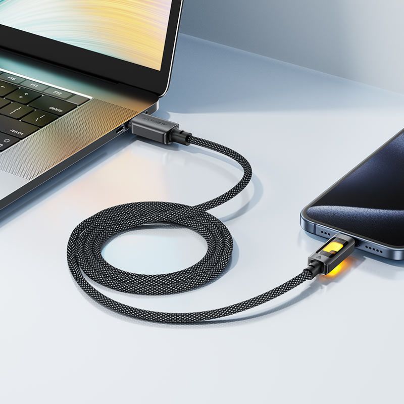 Кабель ACEFAST C21-03, Type-C to Type-C, 60W, 1.2m, Nylon, Aluminum Alloy connectors, Black