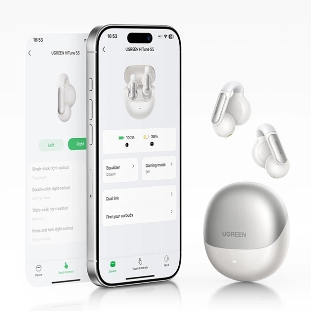 Бездротові навушники TWS UGREEN WS210 HiTune S5 True Wireless, ENC, IPX5, White