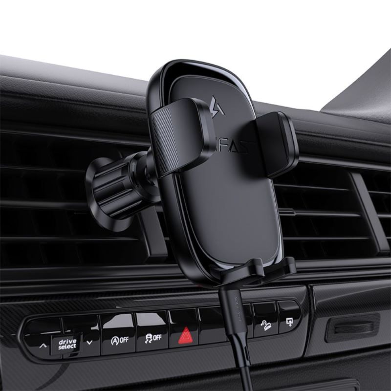 Автотримач для телефона з БЗП ACEFAST D48 press type wireless charging car holder for air vent Black