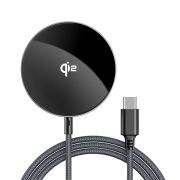 Бездротовий зарядний пристрій ACEFAST E24 QI2 desktop magnetic wireless charger with cable, Metal Gray