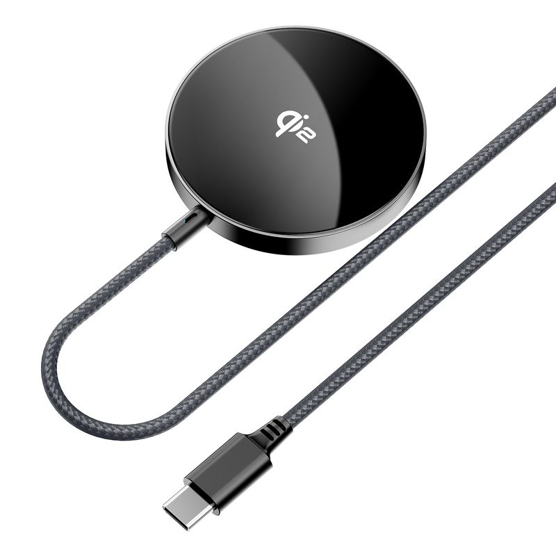 Бездротовий зарядний пристрій ACEFAST E24 QI2 desktop magnetic wireless charger with cable, Metal Gray