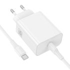 Мережевий зарядний пристрій HOCO C162A Source single port PD40W charger set(C to C) White