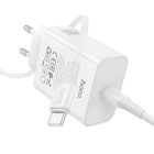 Мережевий зарядний пристрій HOCO C162A Source single port PD40W charger set(C to C) White