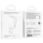 Мережевий зарядний пристрій HOCO C162A Source single port PD40W charger set(C to C) White