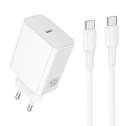 Мережевий зарядний пристрій HOCO C162A Source single port PD40W charger(EU) White