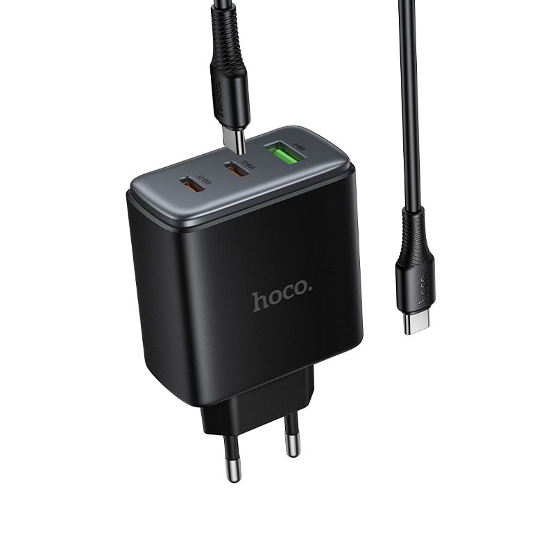 Мережевий зарядний пристрій HOCO C160A Upgrade PD65W(2C1A) charger set(C to C) Black