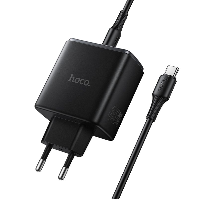 Мережевий зарядний пристрій HOCO C160A Upgrade PD65W(2C1A) charger set(C to C) Black