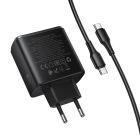 Мережевий зарядний пристрій HOCO C160A Upgrade PD65W(2C1A) charger set(C to C) Black
