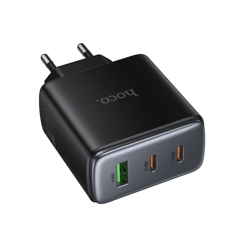 Мережевий зарядний пристрій HOCO C160A Upgrade PD65W(2C1A) charger Black