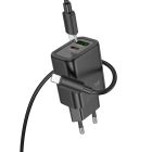 Мережевий зарядний пристрій HOCO N61 Gentle PD20W+QC3.0 charger set(C to iP) Black