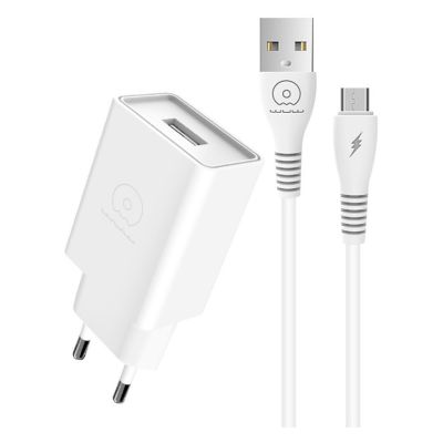 Мережевий зарядний пристрій з кабелем WUW-T82 Single USB home charger set micro