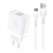 Мережевий зарядний пристрій з кабелем WUW-T92 2USB/2.4A set type-c