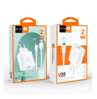 Мережевий зарядний пристрій з кабелем WUW-T92 2USB/2.4A set type-c